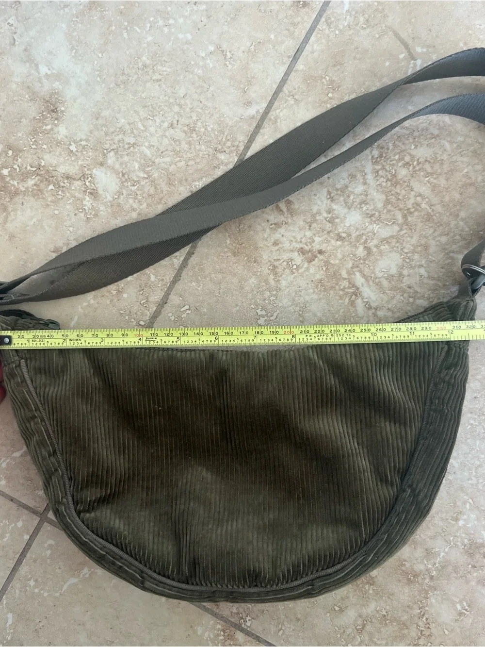Uniqlo Olive Green Corduroy Crescent Crossbody - Picture 3 of 6